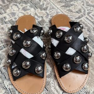 Marc Fisher Black Sandals with Silver Accents